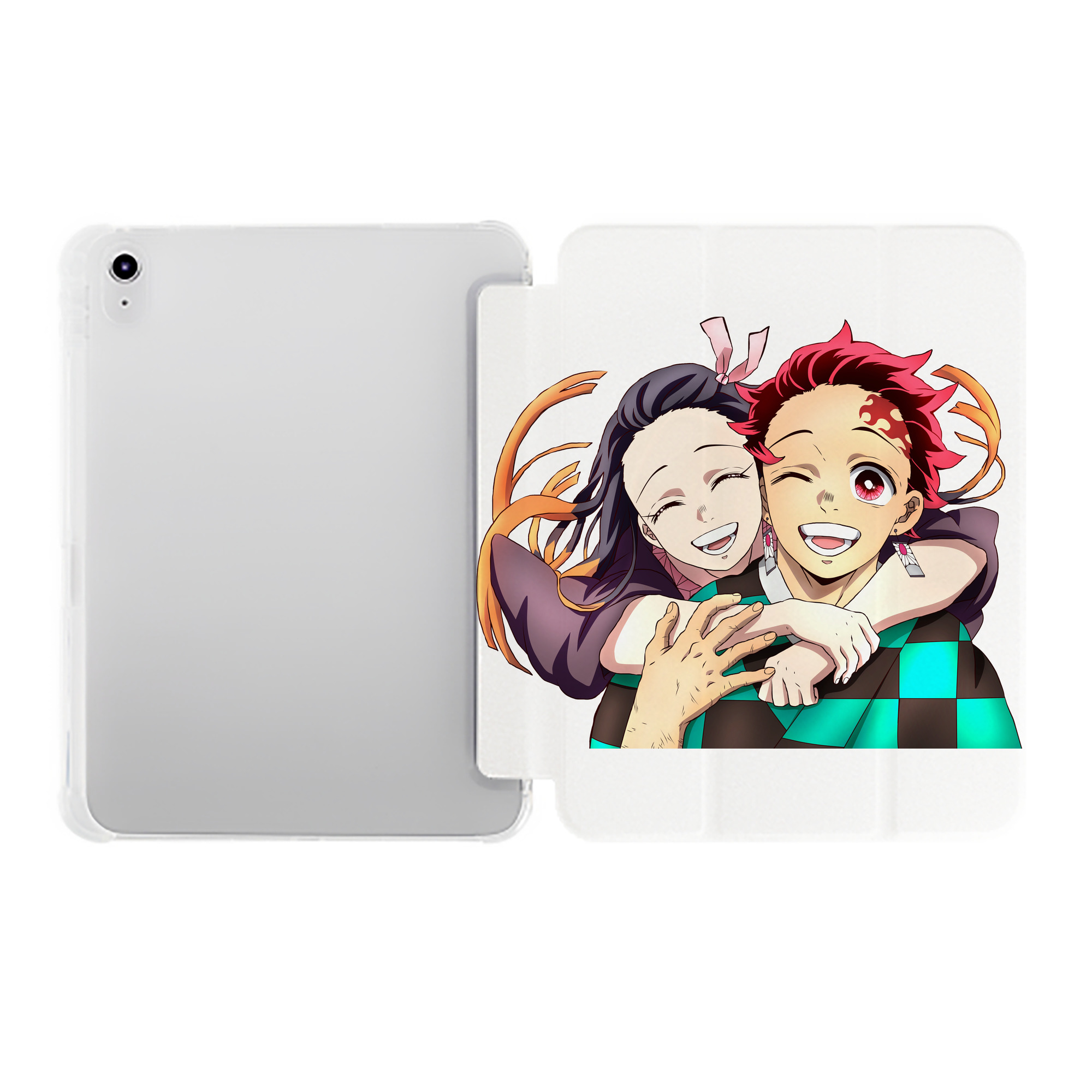 （画像用） 鬼滅の刃（きめつのやいば）竈門 禰󠄀豆子／かまど ねずこ Kamado Nezuko IPad ケース ペン収納付き 三つ折りスタンド PUレザー×シリコン 対応機種9.5/10.5/10.9インチ